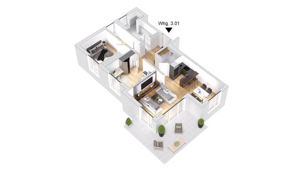 Wohnung zum Kauf - Neubau provisionsfrei 406.995 € 3,5 Zimmer 94,7 m² Dietenheim Dietenheim 89165