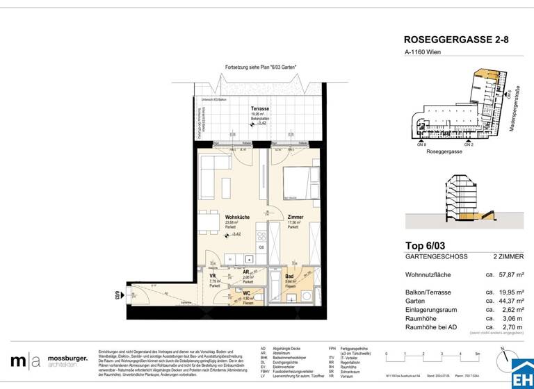Wohnung zum Kauf - Erstbezug 343.400 € 2 Zimmer 57,7 m² EG Roseggergasse Wien 1160
