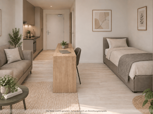Terrassenwohnung zur Miete - Erstbezug 400 € 1 Zimmer 28 m² EG frei ab 01.10.2026 Leopoldstraße Innenstadt Detmold 32756