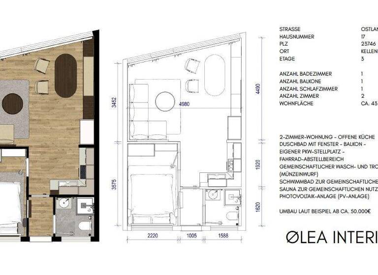 Wohnung zum Kauf provisionsfrei 195.000 € 2 Zimmer 43 m² 3. Geschoss Ostlandstraße 17 Kellenhusen 23746
