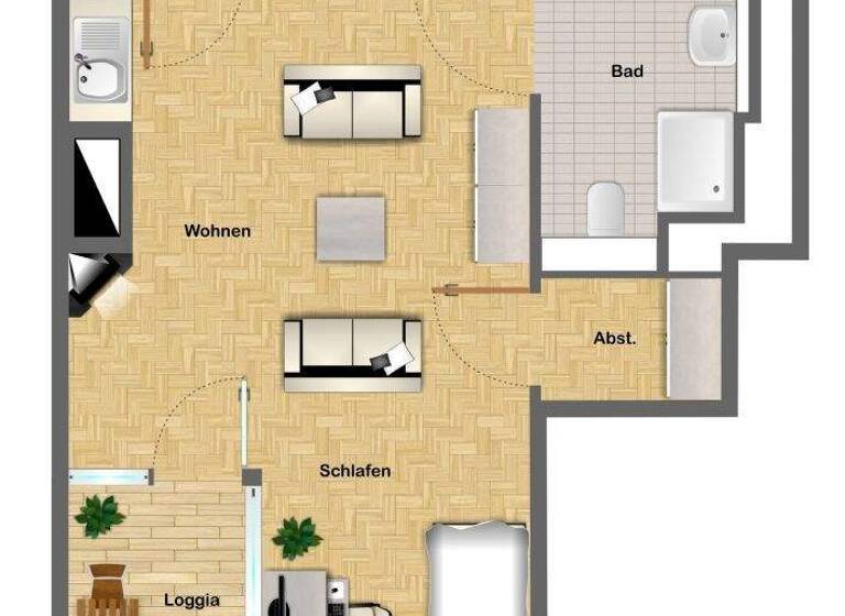 Studio zur Miete 525 € 1 Zimmer 31,8 m² 1. Geschoss Straubinger Str. 18 Ostenviertel Regensburg 93055