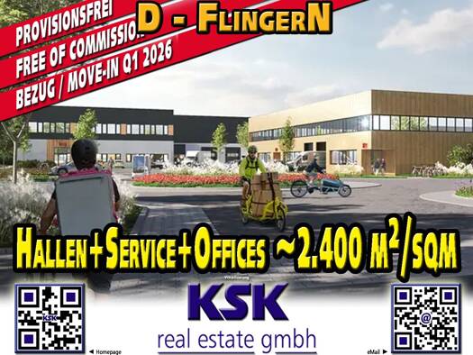 Lagerhalle zur Miete - Erstbezug provisionsfrei 2.369 m² Lagerfläche teilbar von 2.108 m² bis 2.408 m² Lierenfeld Düsseldorf 40231