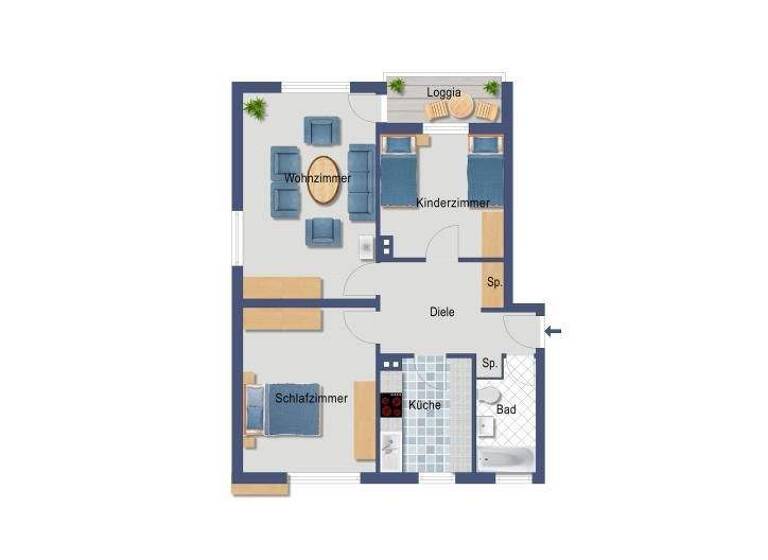 Wohnung zum Kauf provisionsfrei 244.800 € 3 Zimmer 73,1 m² EG Mescheder Straße 1 Merheim Köln 51109