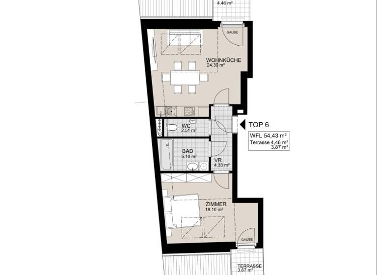 Terrassenwohnung zum Kauf - Erstbezug 298.000 € 2 Zimmer 54 m² Sellingergasse 8 Wien,Simmering 1110