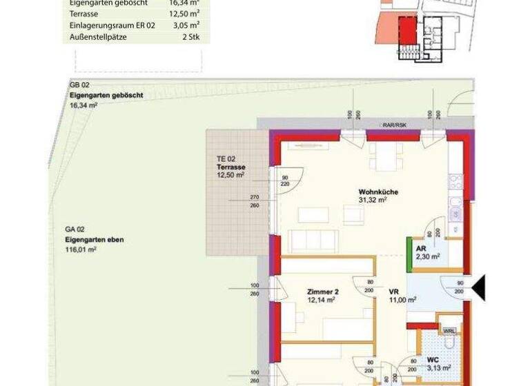 Wohnung zur Miete - Erstbezug 870 € 3 Zimmer 79,4 m² EG Geras 2093