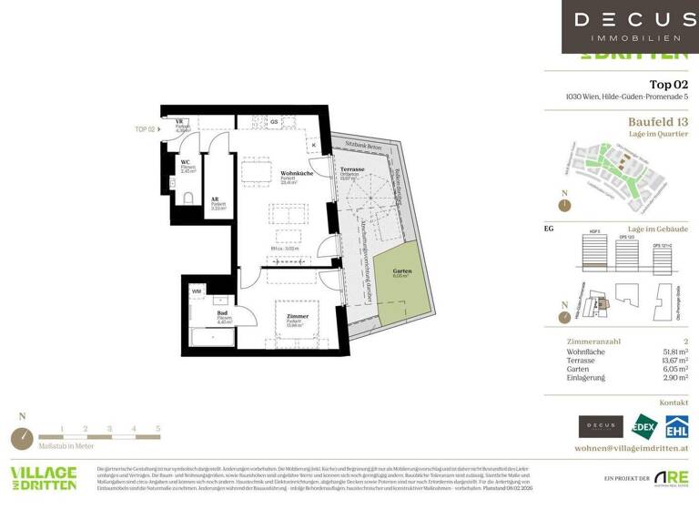 Wohnung zum Kauf - Erstbezug 398.000 € 2 Zimmer 51,8 m² EG Wien 1030