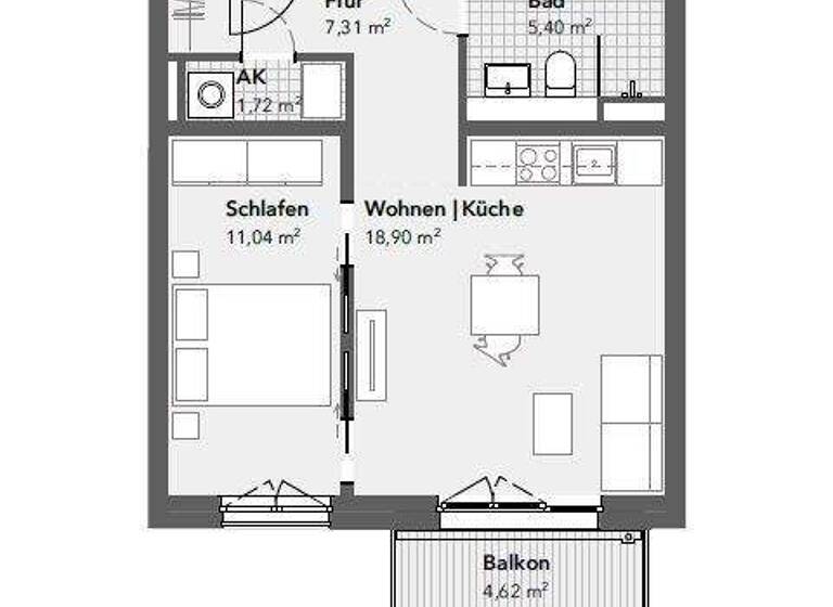 Wohnung zur Miete 1.120 € 2 Zimmer 46,7 m² 2. Geschoss frei ab sofort Kladow Berlin 14089