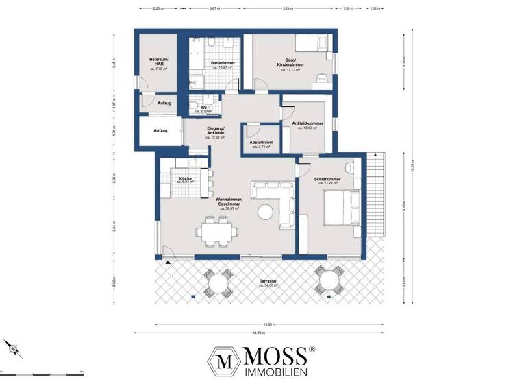 Terrassenwohnung zum Kauf - Erstbezug 775.500 € 3,5 Zimmer 141 m² Lichtental Baden-Baden 76534