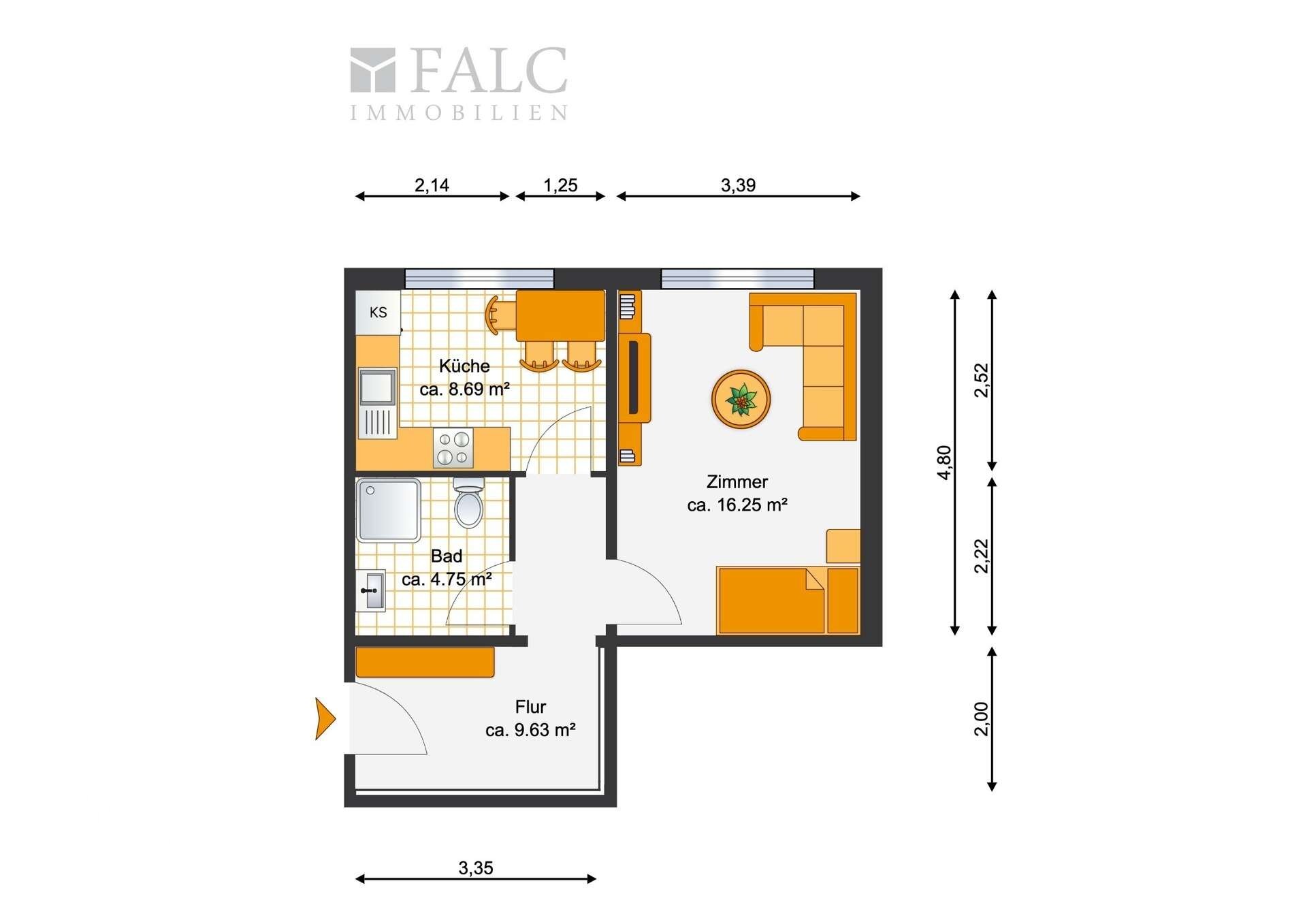 Wohnung zum Kauf provisionsfrei 79.000 € 1 Zimmer 39,3 m²<br/>Wohnfläche 1.<br/>Geschoss Boizenburg Boizenburg/Elbe 19258