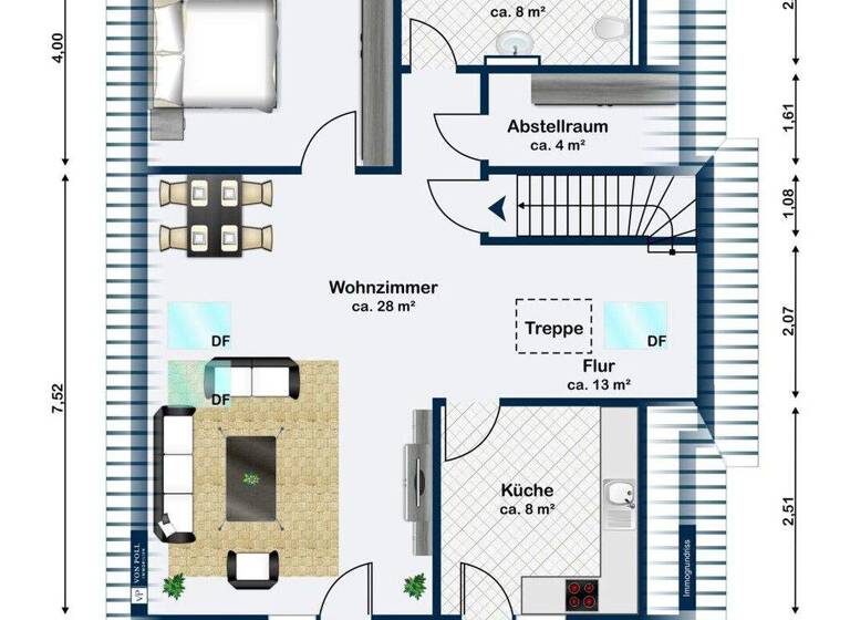 Wohnung zur Miete 1.199 € 4 Zimmer 105 m² 2. Geschoss Stadtrandsiedlung Greifswald 17489