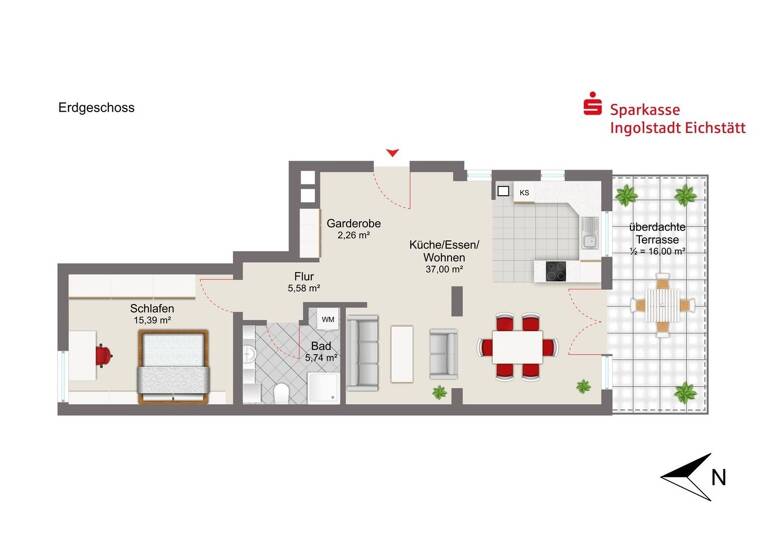 Wohnung zum Kauf 325.000 € 2 Zimmer 74,9 m² Manching 85077