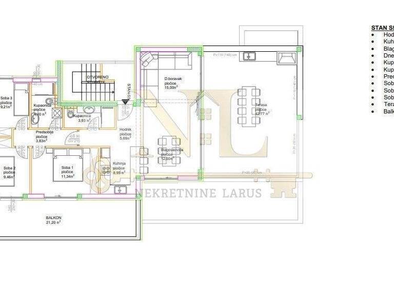 Wohnung zum Kauf 420.000 € 3 Zimmer 233 m² 2. Geschoss Okrug