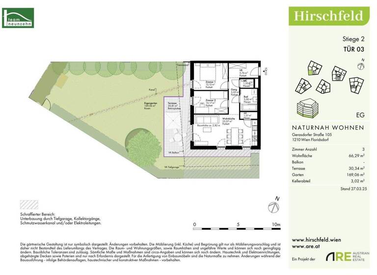Wohnung zum Kauf - Erstbezug provisionsfrei 411.700 € 3 Zimmer 66,3 m² EG Gerasdorfer Straße 105 Wien 1210