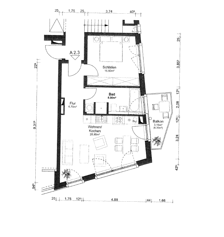 Wohnung zur Miete 1.420 € 2 Zimmer 63,3 m²<br/>Wohnfläche 2.<br/>Geschoss 01.01.2025<br/>Verfügbarkeit HafenCity Hamburg 20457