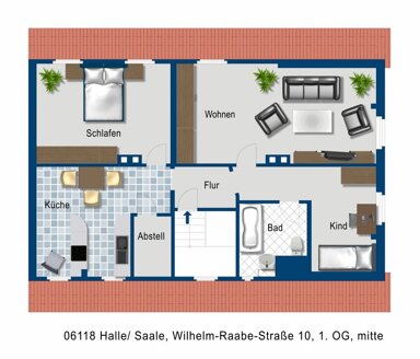 Wohnung zur Miete 650 € 3 Zimmer 75,1 m² 1. Geschoss frei ab 01.02.2025 Wilhelm-Raabe-Str. 10 Gottfried-Keller-Siedlung Halle (Saale) 06118