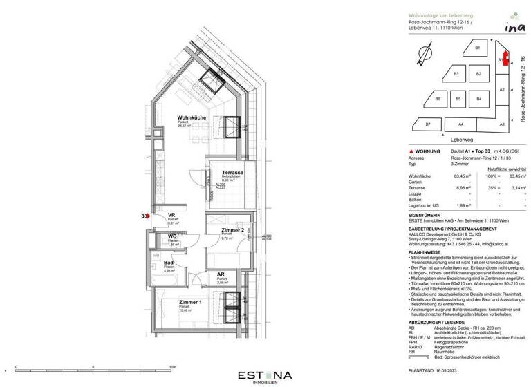 Wohnung zur Miete 1.153 € 3 Zimmer 83,5 m² 4. Geschoss Rosa-Jochmann-Ring Wien 1110