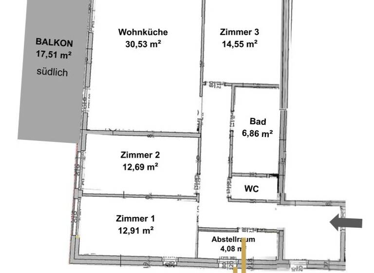 Wohnung zur Miete 1.559 € 4 Zimmer 100,6 m² 1. Geschoss Wien 1100