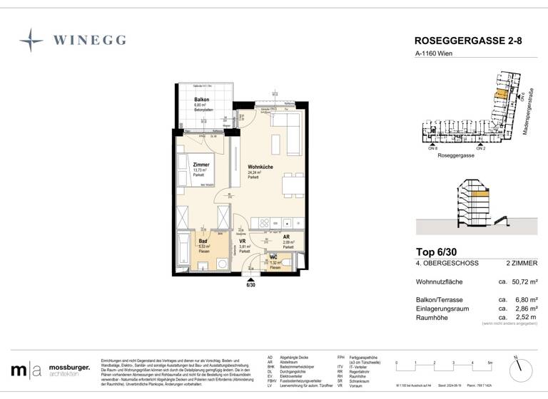 Wohnung zum Kauf - Erstbezug 358.000 € 2 Zimmer 50,7 m² 4. Geschoss Roseggergasse 2-8 Wien 1160