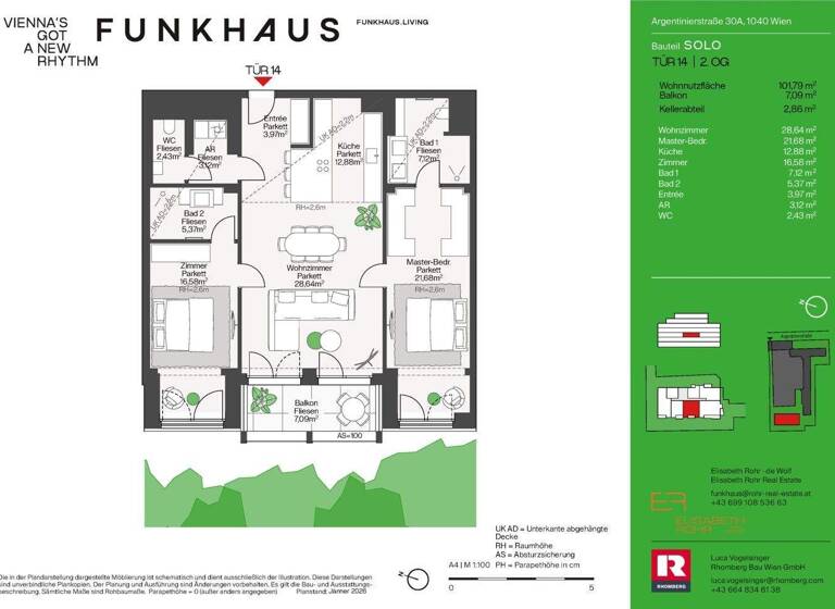Wohnung zum Kauf - Erstbezug 1.230.000 € 3 Zimmer 101,8 m² frei ab 01.12.2027 Argentinierstraße 30 Wien 1040
