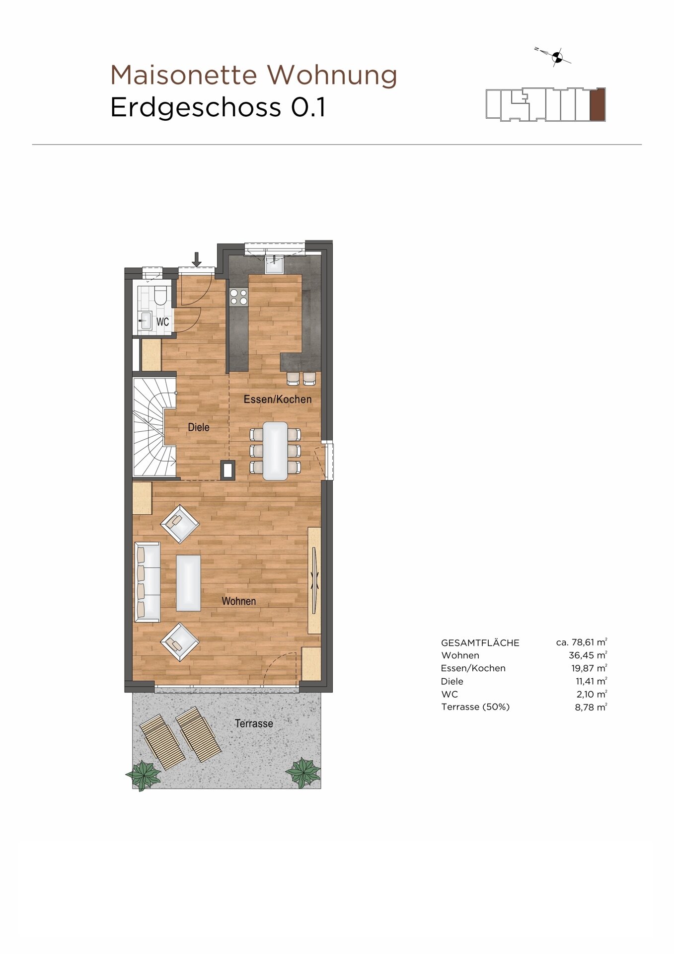 Maisonette zur Miete 1.800 € 4 Zimmer 155 m²<br/>Wohnfläche EG<br/>Geschoss Buchholz Duisburg / Buchholz 47249