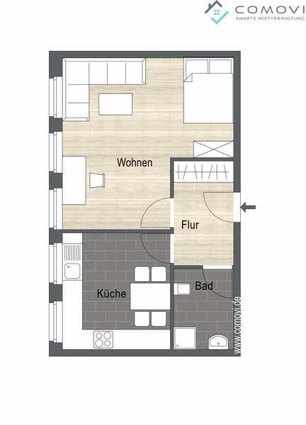 Wohnung zum Kauf provisionsfrei 120.000 € 1 Zimmer 34,5 m²<br/>Wohnfläche ab sofort<br/>Verfügbarkeit Oberdörnen Friedrich-Engels-Allee Wuppertal 42287