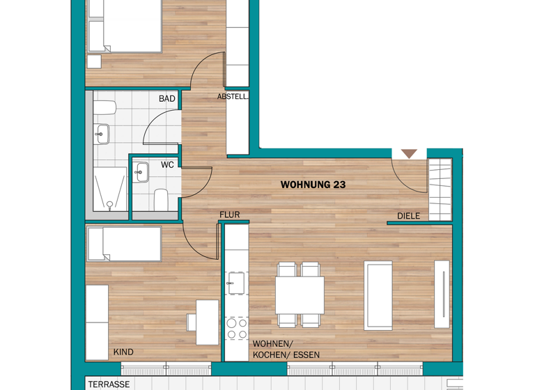 Wohnung zum Kauf provisionsfrei 450.100 € 3 Zimmer 84,1 m² 2. Geschoss frei ab 31.12.2027 Rüsselsheimer Straße 39-41 Waldhof Mannheim 68305