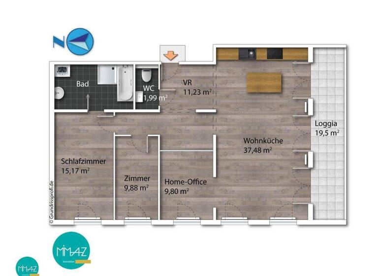 Wohnung zum Kauf 620.000 € 3,5 Zimmer 115 m² 24. Geschoss Wien 1100