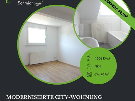 Wohnung zur Miete 420 € 3 Zimmer 70 m² Dachgeschoss, 2. Geschoss Kirn 55606