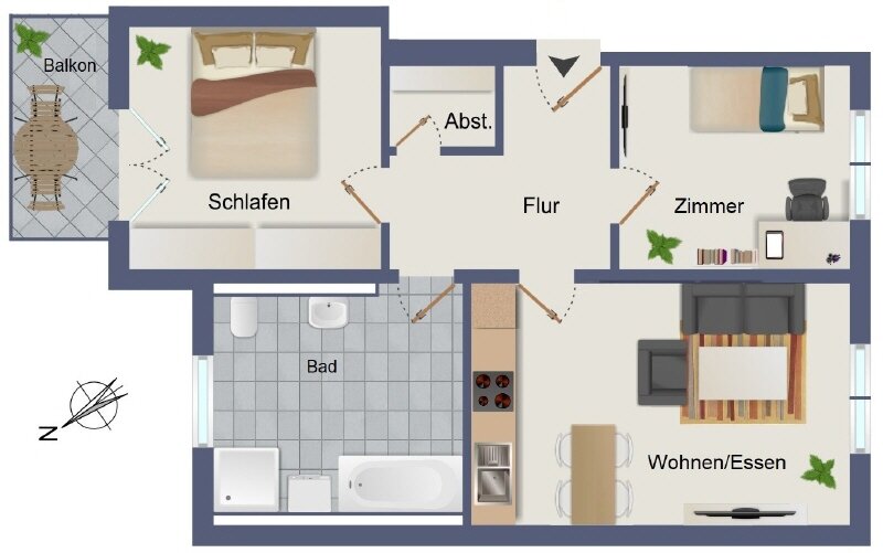 Wohnung zum Kauf 325.400 € 3 Zimmer 75,6 m²<br/>Wohnfläche Brinckmansdorf Rostock 18055