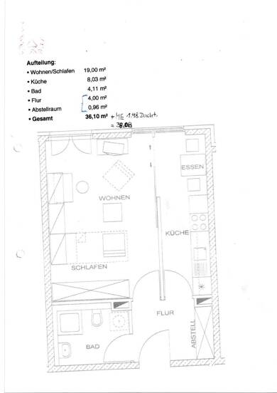 Wohnung zur Miete 350 € 1 Zimmer 36 m² Geschoss EG/2 frei ab 01.08.2025 Spitze 6 Nördliche Innenstadt Halle (Saale) 06108
