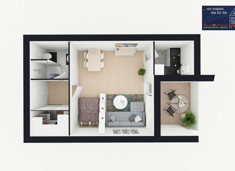 Studio zum Kauf 125.000 € 1 Zimmer 35,6 m²<br/>Wohnfläche EG<br/>Geschoss Nienberge Münster 48161