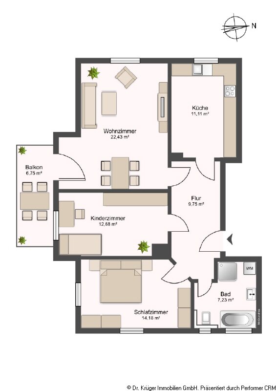 Wohnung zum Kauf 145.000 € 3 Zimmer 80,9 m²<br/>Wohnfläche 1.<br/>Geschoss Dohna Dohna 01809