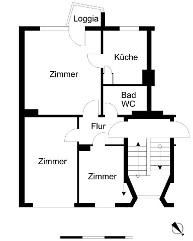 Wohnung zur Miete 336 € 3 Zimmer 54,2 m² 3. Geschoss frei ab 01.02.2025 Am Oberhamm 130 B Geestemünde - Süd Bremerhaven 27570