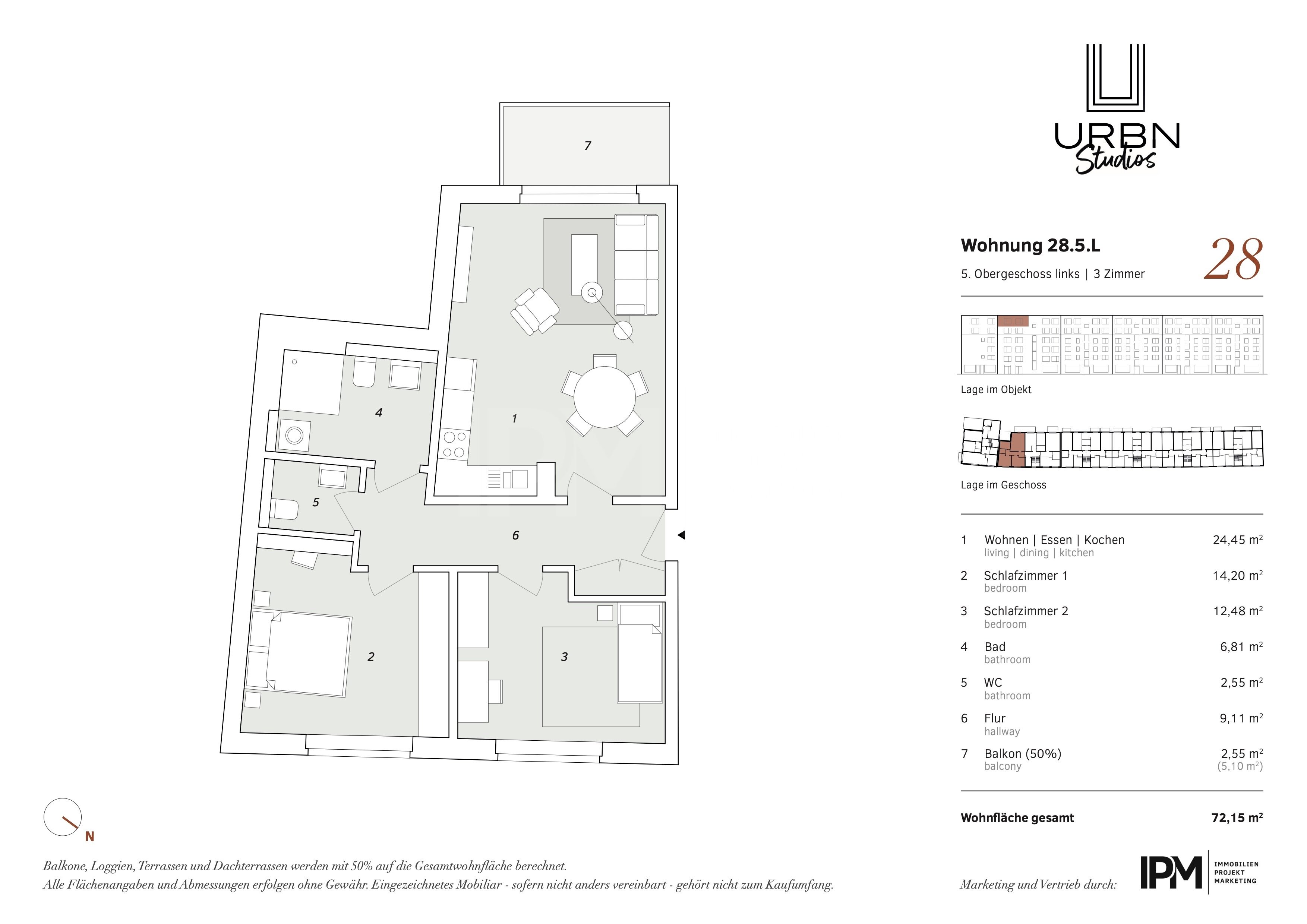 Wohnung zum Kauf 499.000 € 3 Zimmer 72,2 m²<br/>Wohnfläche 5.<br/>Geschoss Washingtonallee 28 Horn Hamburg 22111