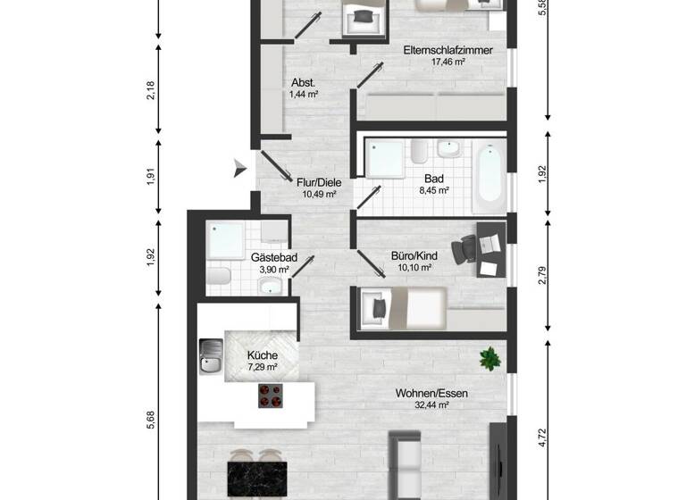Wohnung zum Kauf 480.000 € 4 Zimmer 108 m² 1. Geschoss Neulußheim 68809
