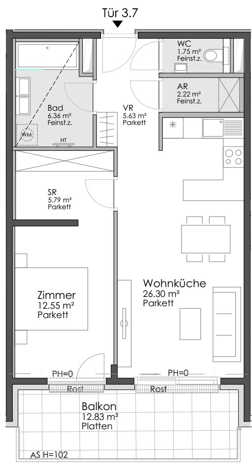 Wohnung zum Kauf 561.000 € 2 Zimmer 60,6 m²<br/>Wohnfläche Wien 1190