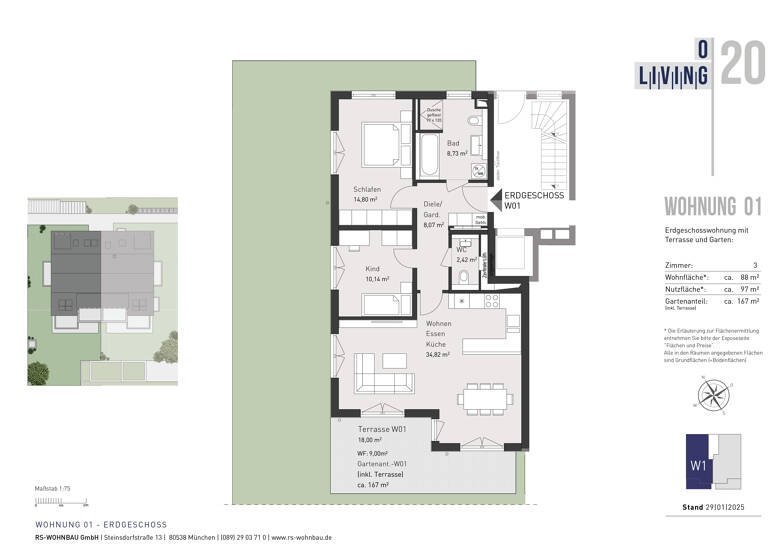 Wohnung zum Kauf - Neubau provisionsfrei 1.059.000 € 3 Zimmer 88 m²<br/>Wohnfläche EG<br/>Geschoss ab sofort<br/>Verfügbarkeit Oberbrunner Straße 20 Fürstenried-West München 81475