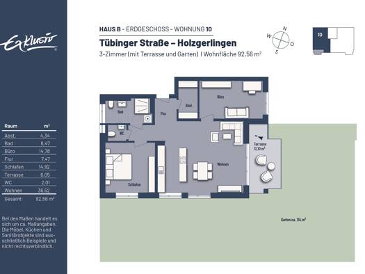 Wohnung zum Kauf - Neubau provisionsfrei 589.000 € 3 Zimmer 92,6 m² Tübinger Straße 56 Holzgerlingen 71088