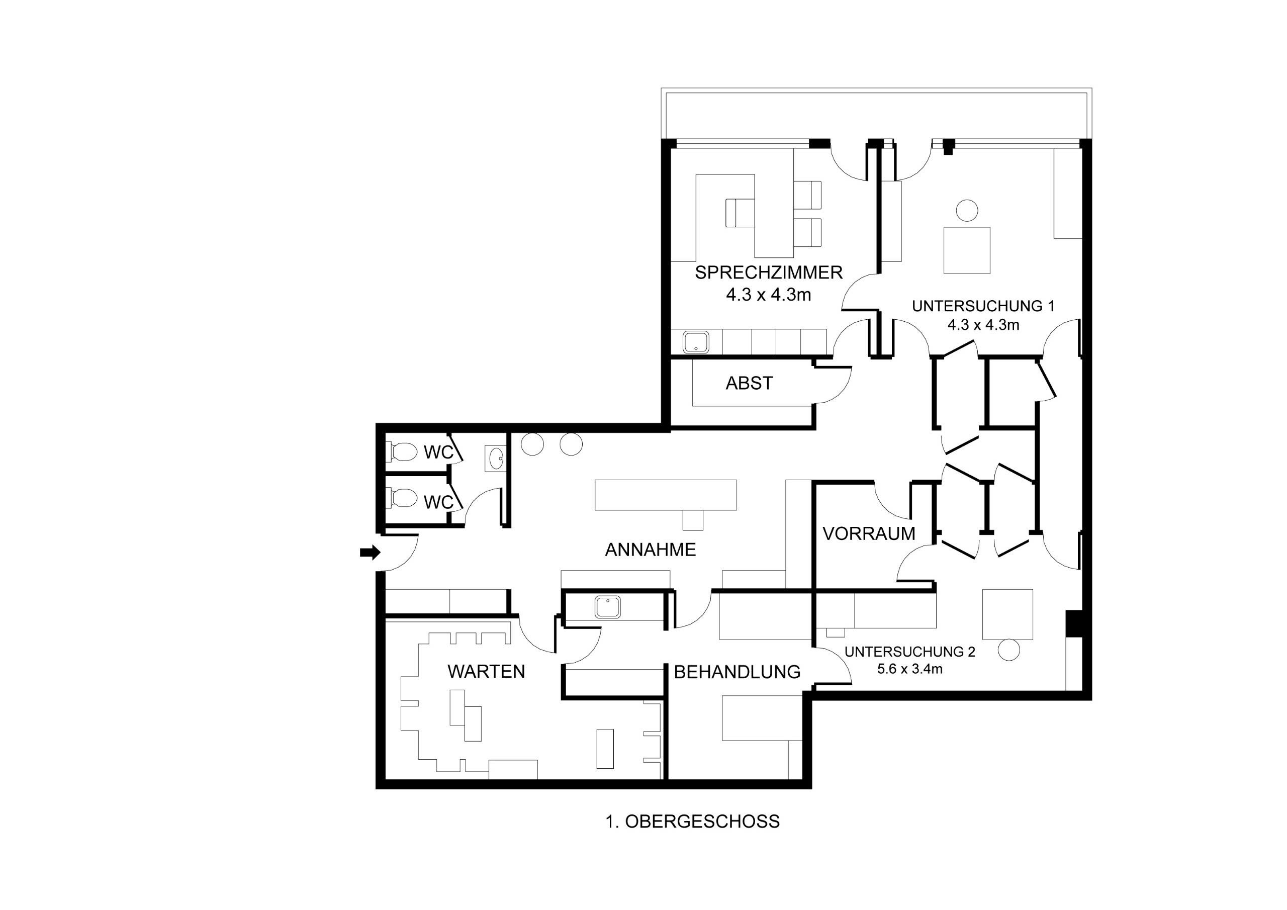 Praxisfläche zur Miete provisionsfrei 10 € 5 Zimmer 150 m²<br/>Bürofläche Velbert-West Velbert 42549