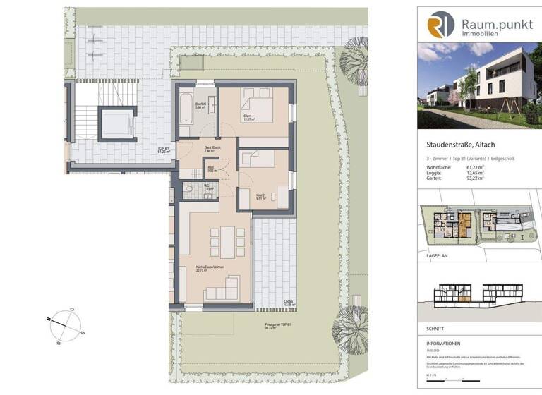 Wohnung zum Kauf - Erstbezug 435.000 € 3 Zimmer 61,2 m² EG Staudenstraße 5 Altach 6844