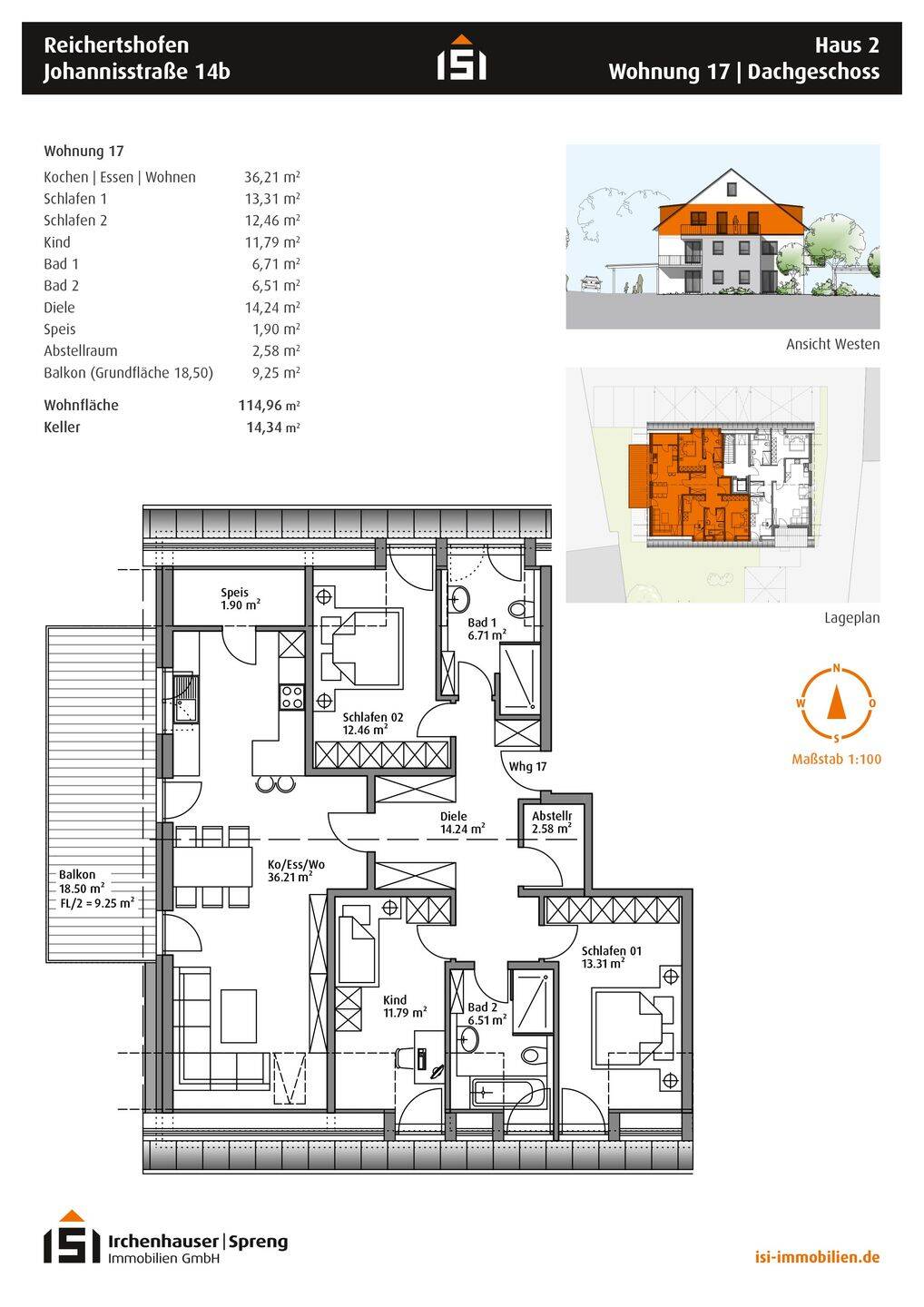 Immobilie in Reichertshofen - Reichertshofen! 4-ZKB DG-Whg. mit 18 m² Dachterrasse, FBH, elektr. Rollläden, Videosprech., Keller! - Bild 1