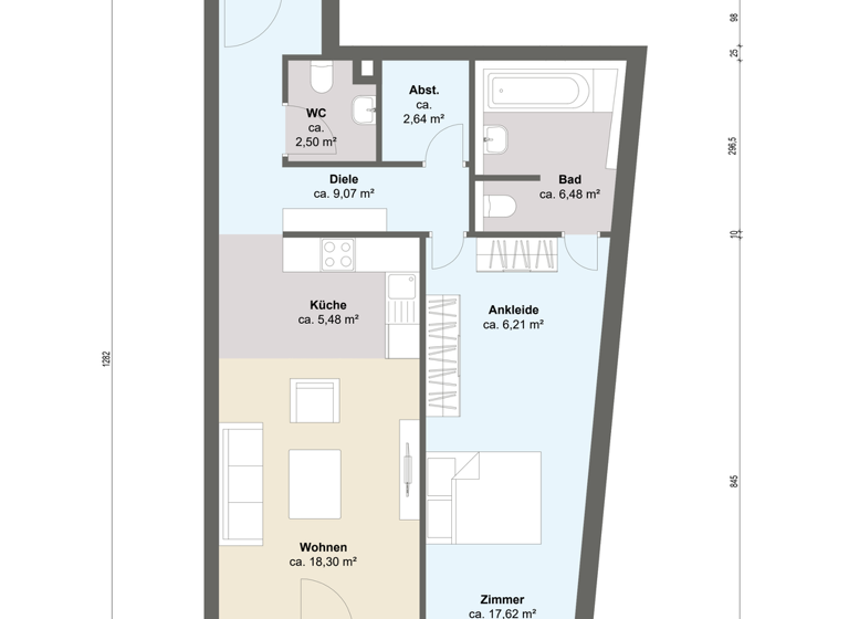 Wohnung zum Kauf 583.000 € 2 Zimmer 75,4 m² 2. Geschoss Gallus Frankfurt am Main 60486