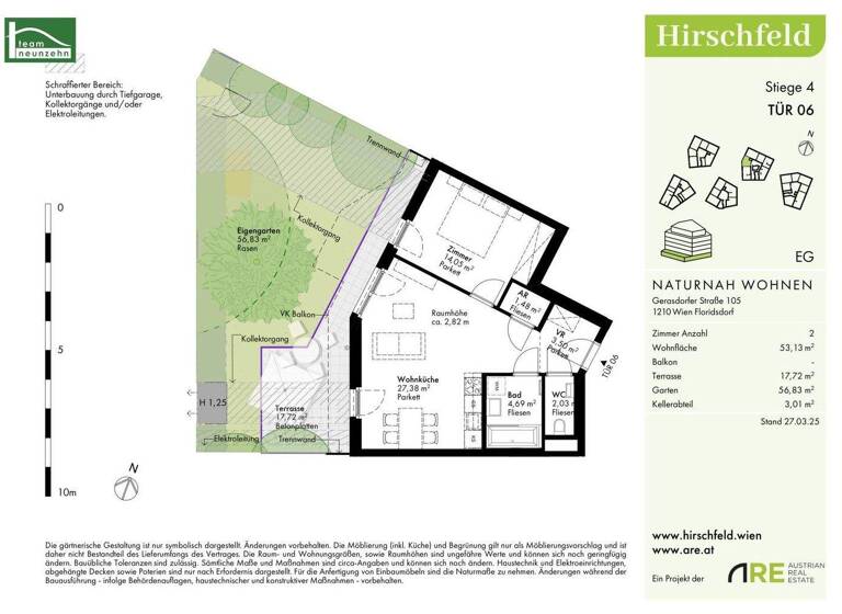 Wohnung zum Kauf - Erstbezug provisionsfrei 304.300 € 2 Zimmer 53,1 m² EG Gerasdorfer Straße 105 Wien 1210