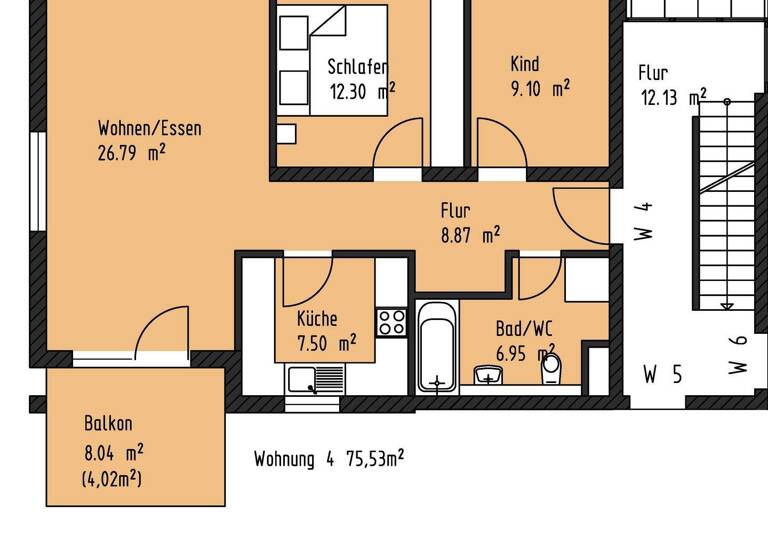 Wohnung zur Miete 718 € 3 Zimmer 75,5 m² 1. Geschoss frei ab 01.05.2026 Gondelweg 2 Kleinzschachwitz Dresden 01259