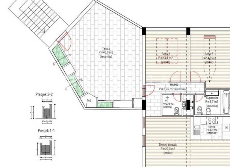 Wohnung zum Kauf 265.000 € 2 Zimmer 90 m² 2. Geschoss Biograd na Moru Biograd na Moru 23210