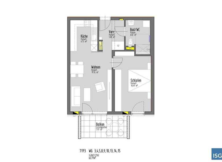 Wohnung zur Miete - Erstbezug 421 € 2 Zimmer 54,8 m² frei ab sofort Tulpenweg 2 St. Radegund 5121
