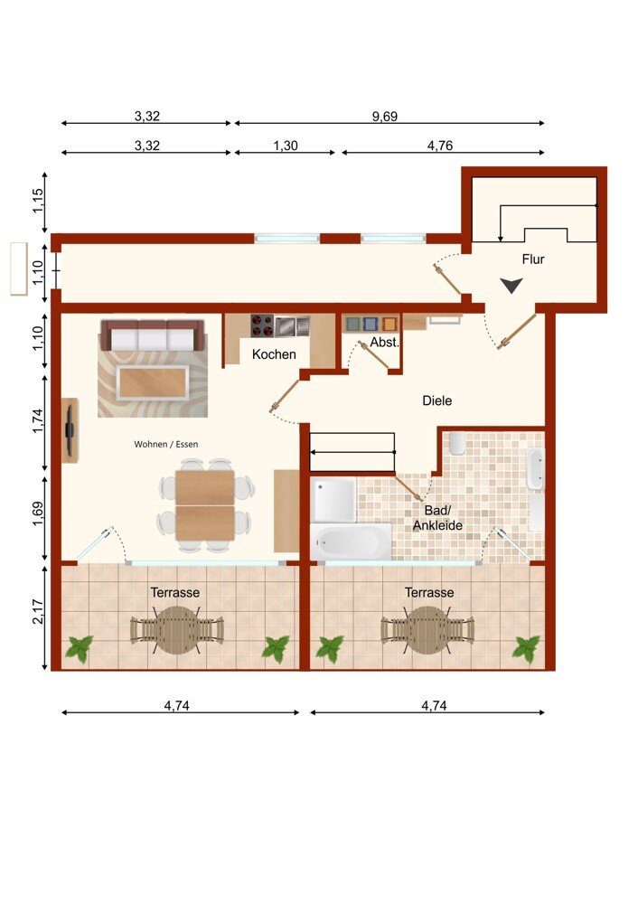 Maisonette zum Kauf 169.000 € 3 Zimmer 63 m²<br/>Wohnfläche 2.<br/>Geschoss Büsum 25761