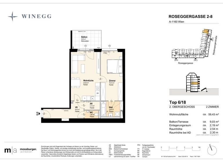 Wohnung zum Kauf - Erstbezug 362.600 € 2 Zimmer 59,4 m² 2. Geschoss Roseggergasse 2-8 Wien 1160