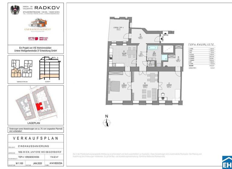 Wohnung zum Kauf 969.000 € 3 Zimmer 114,4 m² EG Untere Weißgerberstraße Wien 1030