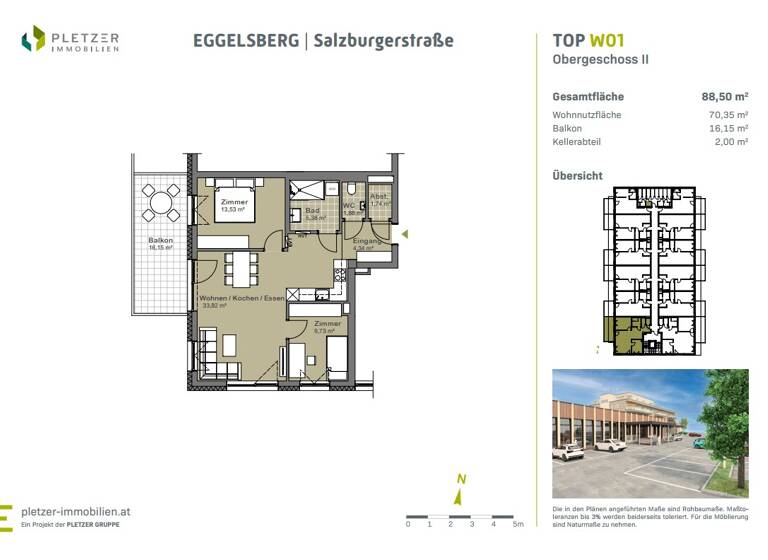 Wohnung zum Kauf - Erstbezug provisionsfrei 373.320 € 3 Zimmer 70,4 m² Eggelsberg 5142